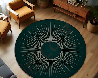 Mid Century Boho Round Rug, Stylish Contemporary Abstract Round Rug, Unique Large Rug, Modern Minimalist Rug, Home Decor Rug for Living Room