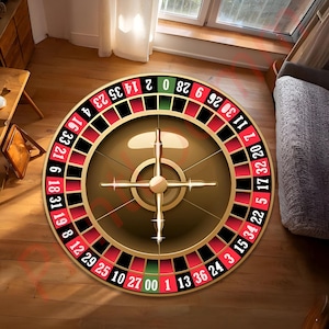 Roulette Wheel Rug, Casino Rug, Gambling Decor, Roulette Playroom Carpet, Gaming Room Rug, Roulette Rug, Roulette Game Rug, Casino Round Rug