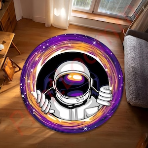 Alfombra redonda de astronauta para habitación infantil, colorida alfombra espacial galáctica, temática espacial, decoración de ciencia ficción, regalo divertido para niños o niñas.
