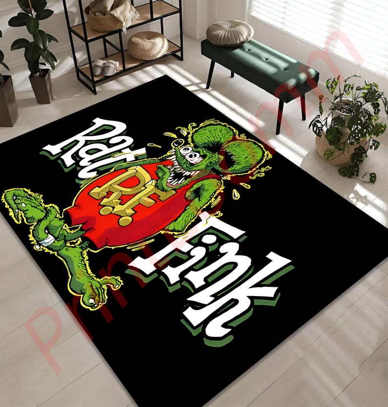 Mohawk Rug Rat Rat Fink Rug With Retro Hot Rod Cartoon Style, Ed Roth Ratfink Art ...