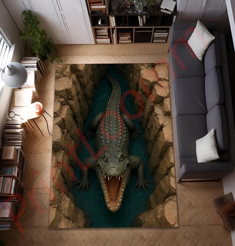 3D Crocodile Rug, Realistic Alligator Floor Rug, 3D Illusion Area Rug ...