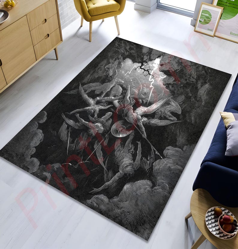 The Mouth of Hell Design Rug, Gothic Art Rug, Dante and Paradise Lost ...