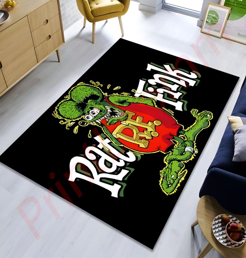 Rat Shaped Rug Rat Fink Rug With Retro Hot Rod Cartoon Style, Ed Roth Ratfink Art ...