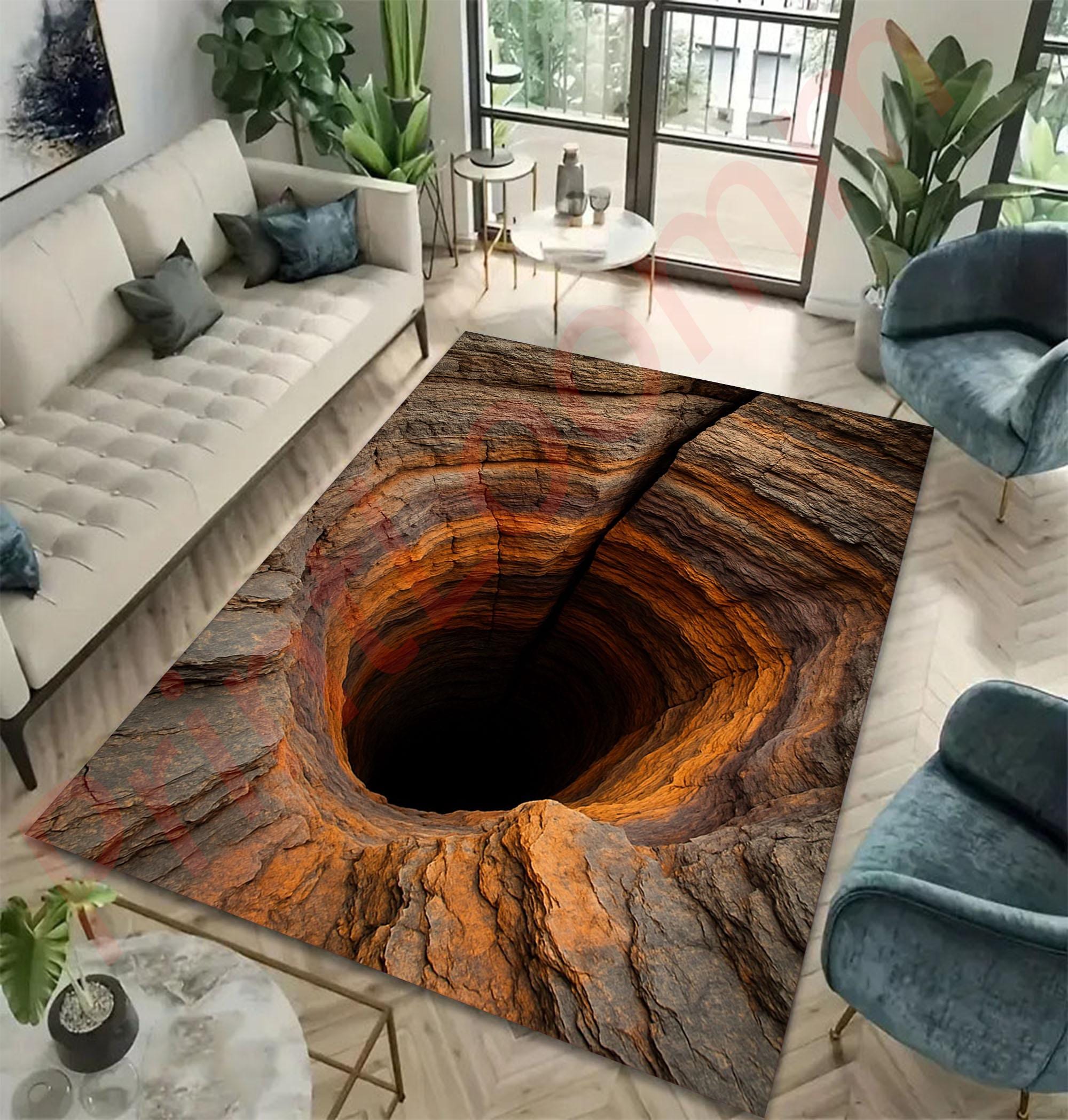 3D Hole Illusion Rug, Realistic Cave Floor Carpet, Unique Optical ...