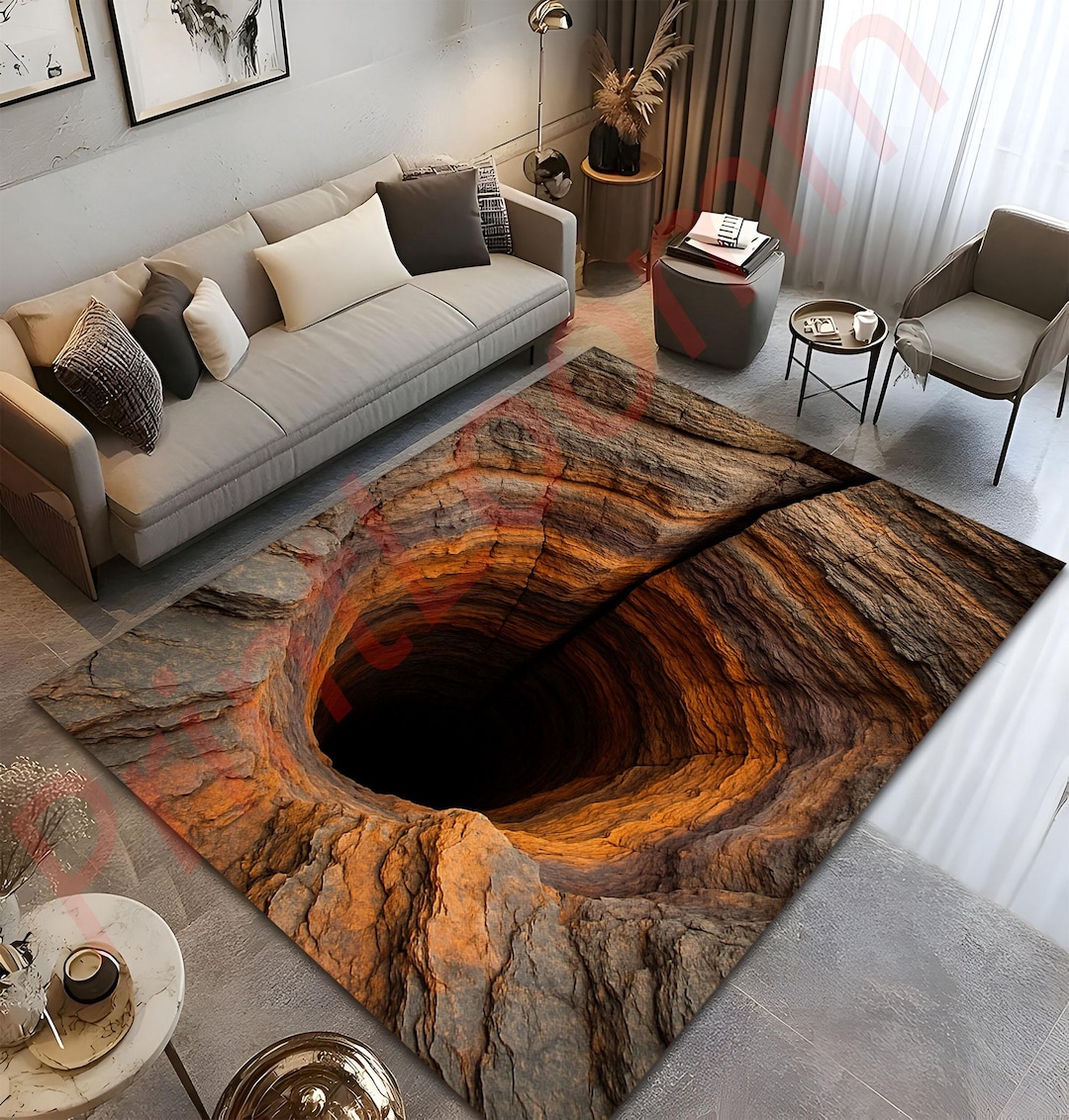 3D Hole Illusion Rug, Realistic Cave Floor Carpet, Unique Optical ...