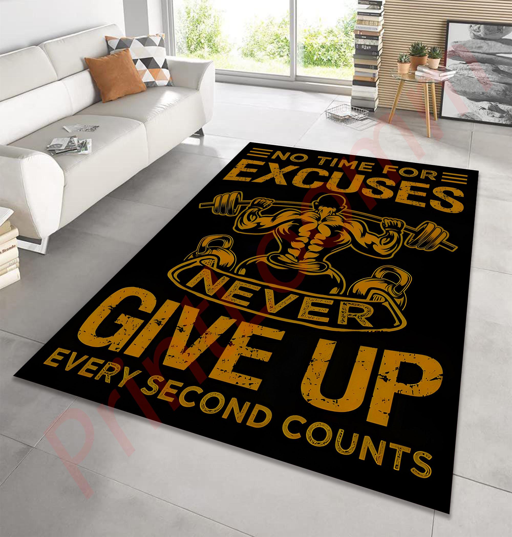 Exercise Area Rugs Gym Motivational Rug for Home Workout Room, No Excuses Fitness Carpet ...