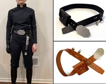 Echte lederen inspirerende ROTJ Luke Skywalker Jedi-riem met sabelclip en zakje Jedi aangepaste riem Star Wars Obi-Wan Kenobi Jedi Sith-riem cadeau