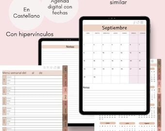 Agenda digital 2026-27 en español. Agenda digital 26-27, para descargar compatible con aplicaciones como Goodnotes, Collanote o similares.