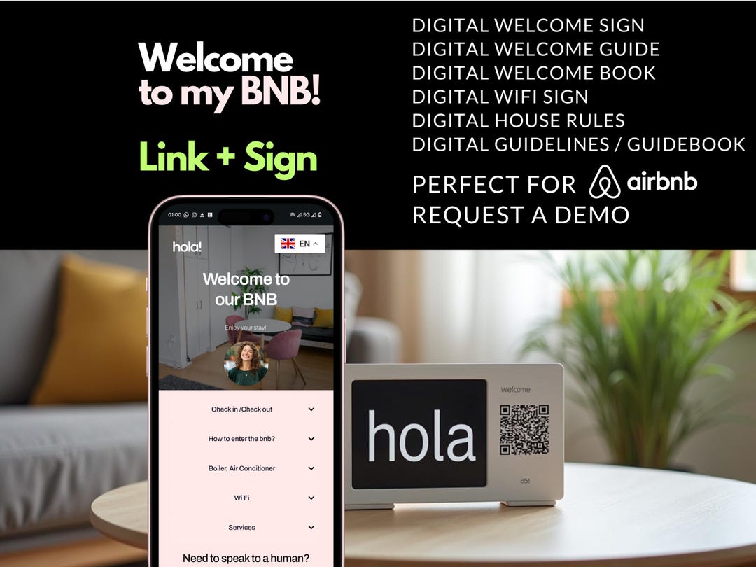 Personalized Airbnb QR Code Welcome Sign | Digital Welcome Guide ...