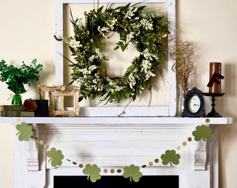 St. Patrick's Day garland - clover shamrocks and gold circles