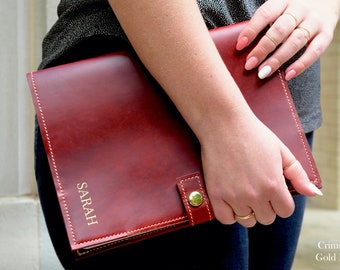 Red Leather Notebook Journal Cover. Choose from 9 colors. FREE personalization. Composition notebook included. Fits most composition books.