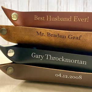 Handmade Leather Valet Tray: Personalized Desk Organizer