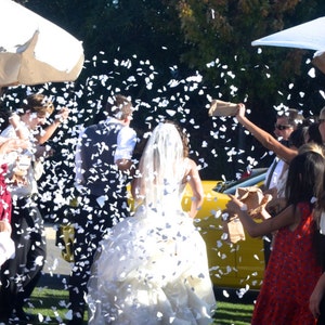 White Heart Shaped Biodegradable Tossing Wedding Confetti. FSC® certified 100% recycled US paper product.