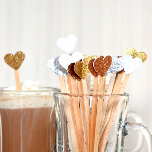 Heart Swizzle Sticks Etsy