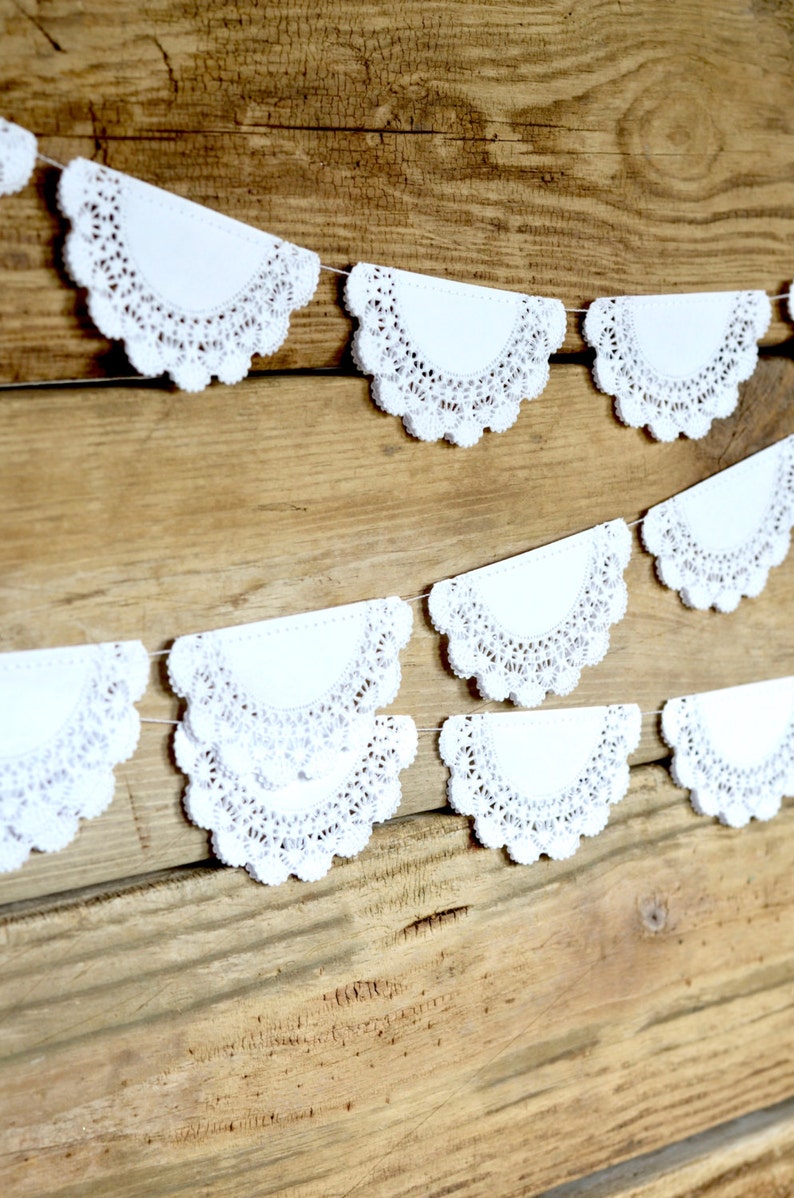 Paper Paper Lace Doily Garland. 4 inch doilies. Perfect for weddings, parties, birthdays, and so much more image 3