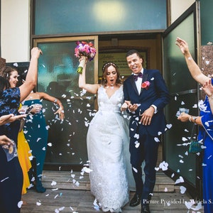 White Heart Shaped Biodegradable Tossing Wedding Confetti. FSC® certified 100% recycled US paper product.