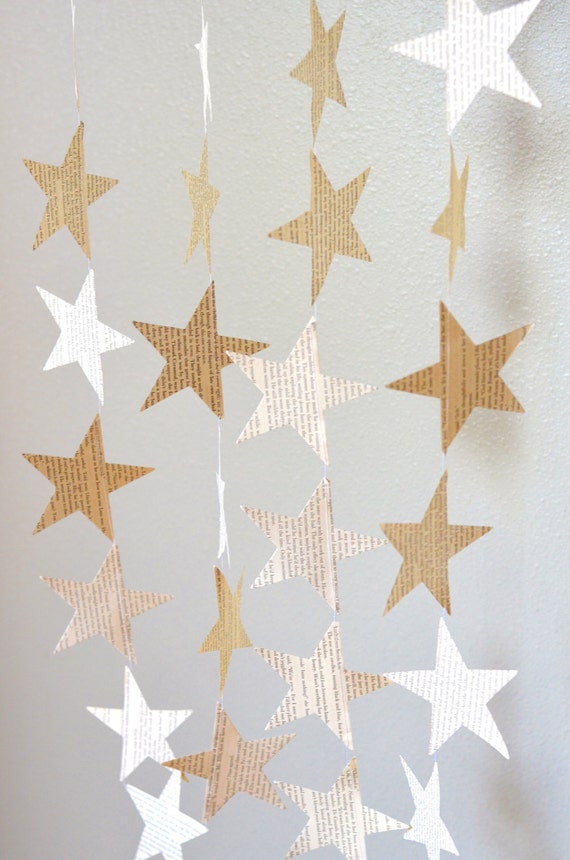 Vintage Book Paper Star Garland. Perfect for Wedding, Bridal