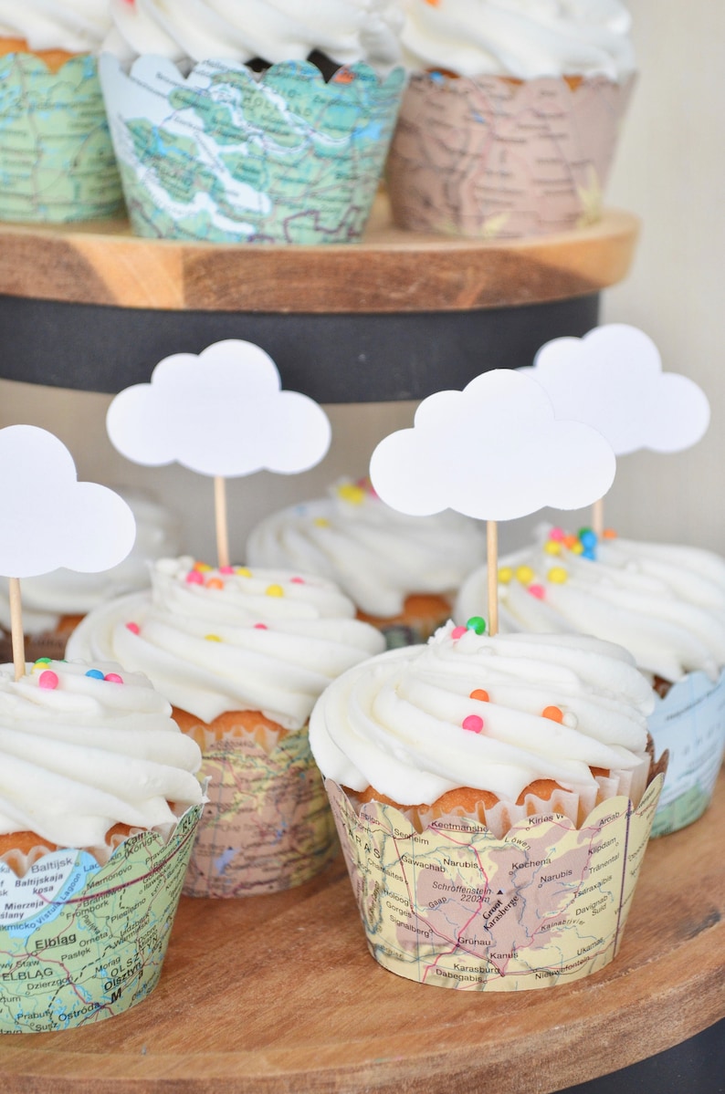 Cloud Cupcake Toppers - Perfect for baby showers, wedding, and more! Come in sets of  12, 24, 30, 36, 50, & 100. Custom colors available.