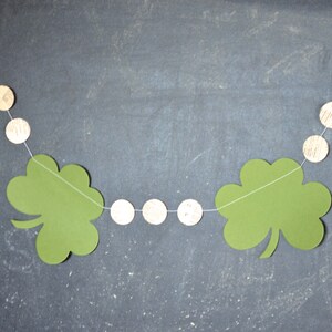 St. Patrick's Day Garland clover shamrocks and vintage circles. 10ft Long image 3