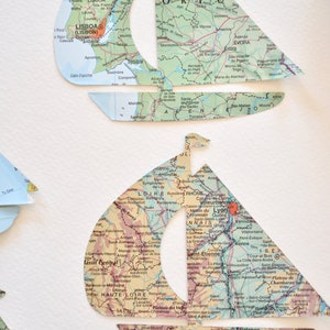 Vintage Map Sailboat Shaped Confetti Choose from 30 or 50 pieces image 5