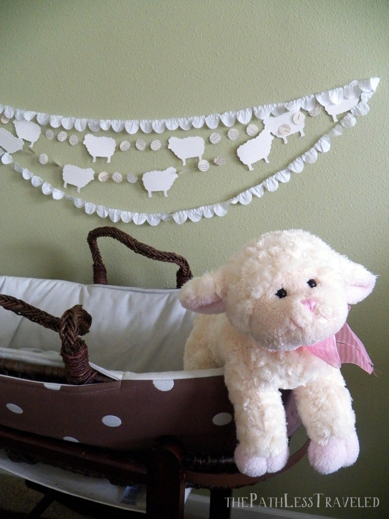 10 foot long Sheep and Vintage Book Circles Banner Custom colors available image 5