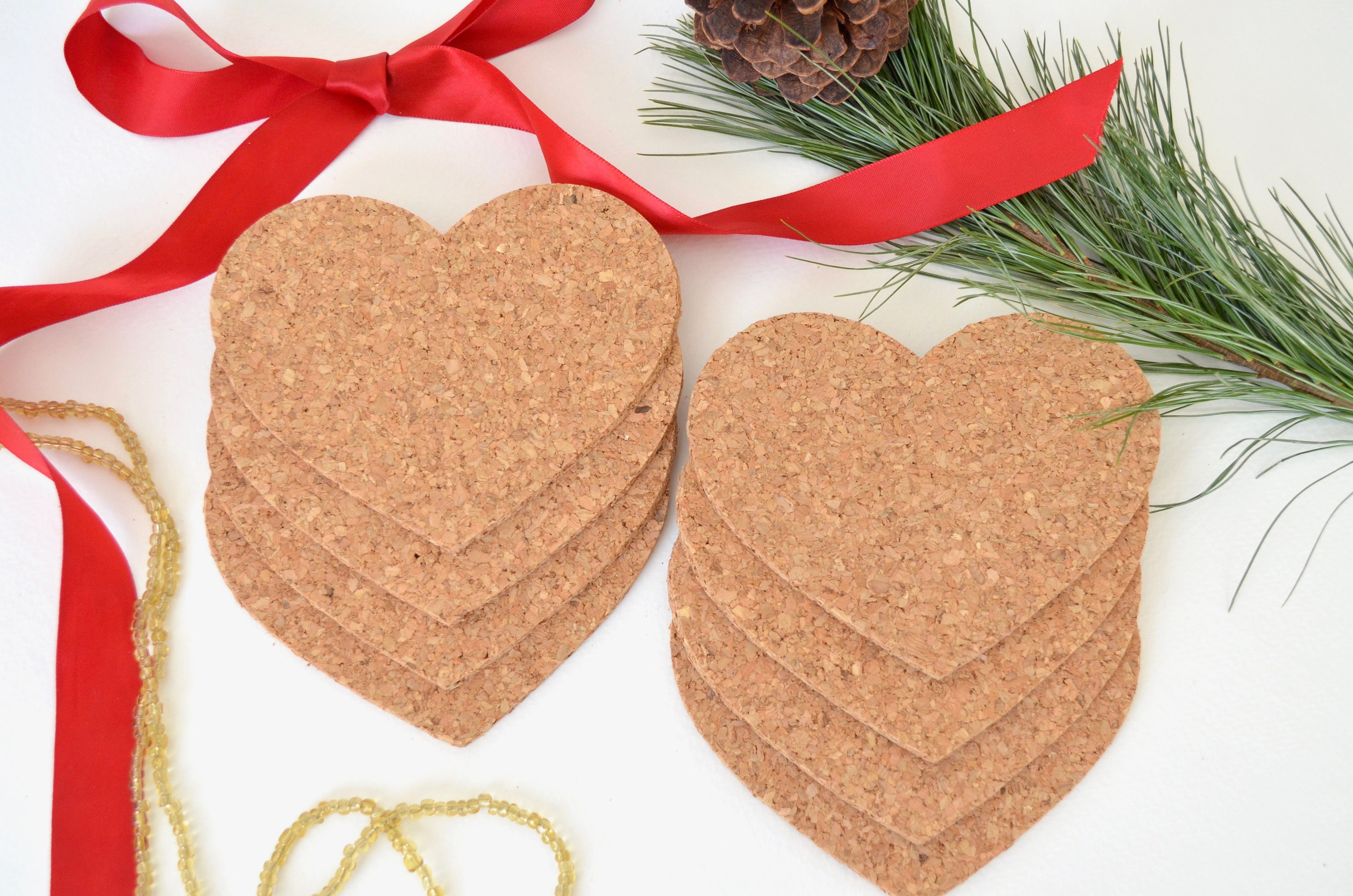 Heart Shaped Cork Coasters in sets of 4 8 12 16 etc. Etsy