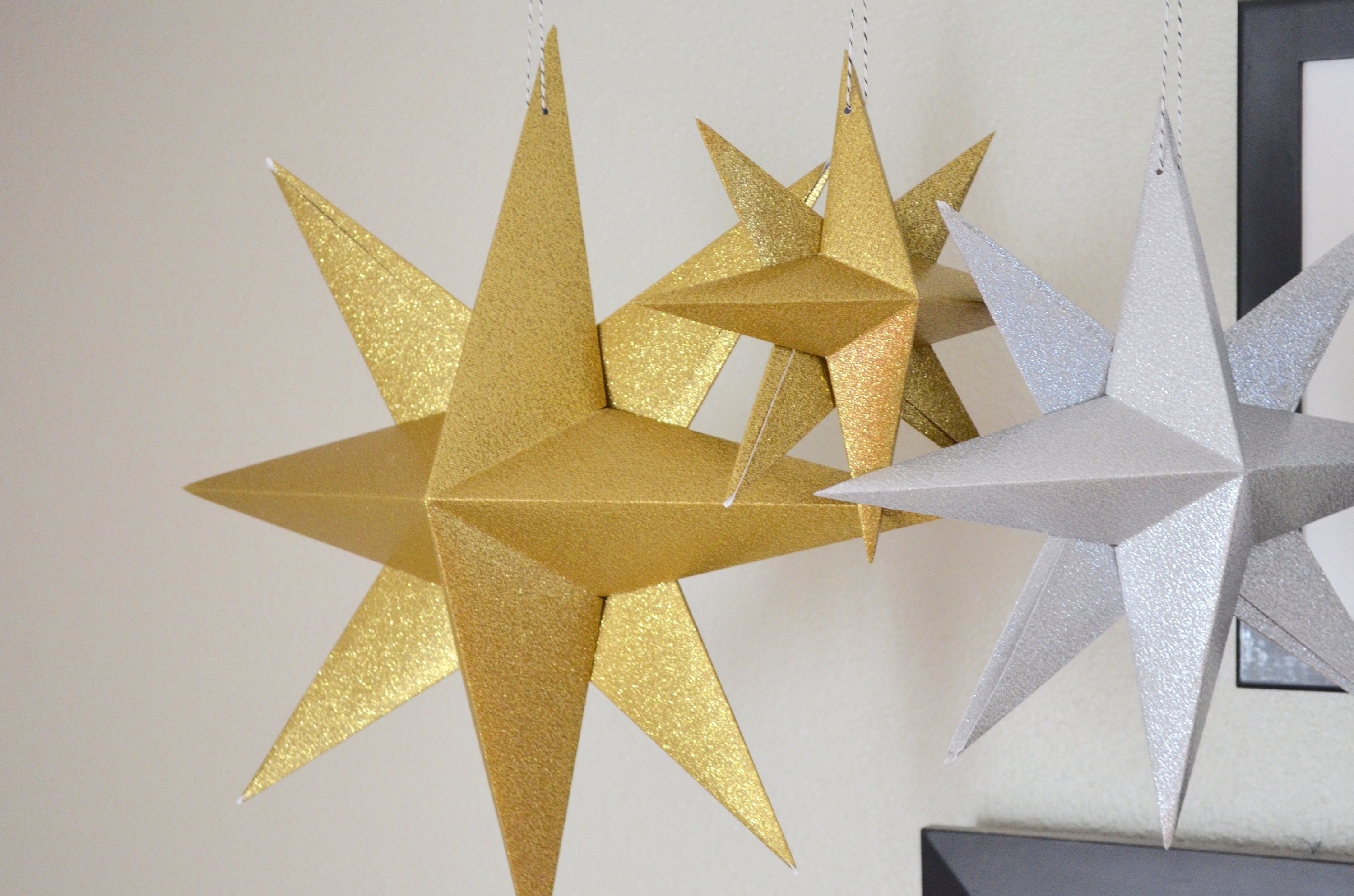 Diy Glitter Hanging Paper Star Kit Make Your Own Small Medium