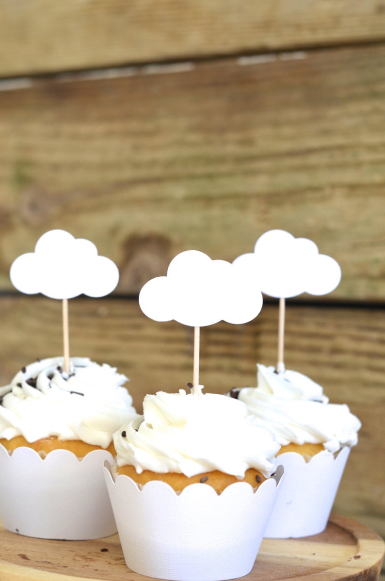 Cloud Cupcake Toppers - Perfect for baby showers, wedding, and more! Come in sets of  12, 24, 30, 36, 50, & 100. Custom colors available.