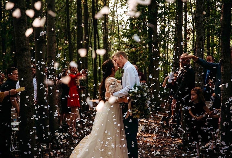 White Heart Shaped Biodegradable Tossing Wedding Confetti. FSC® certified 100% recycled US paper product.