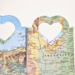 Vintage Map Heart Handled Gift Bags Perfect for gift cards, wedding favors, wedding confetti, small gifts, and candy. image 4