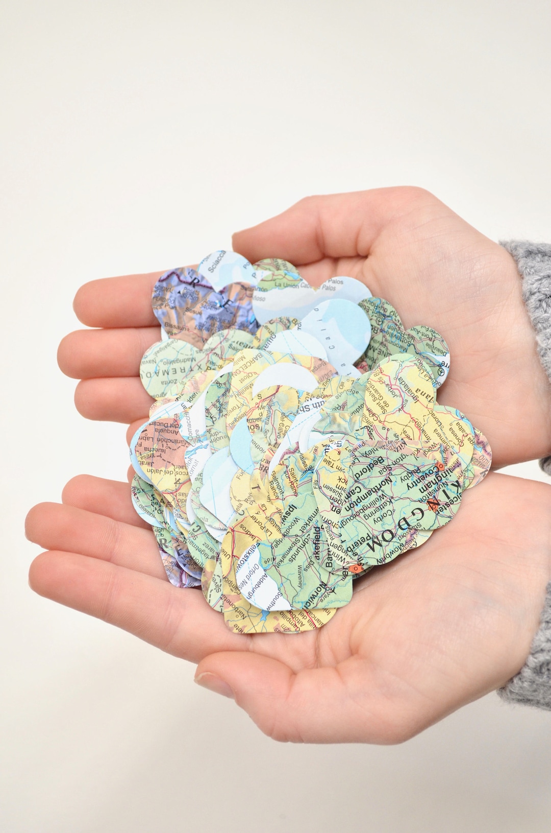 Vintage Map Heart Confetti: Atlas Paper Party Decor - Etsy