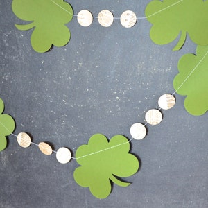 St. Patrick's Day Garland clover shamrocks and vintage circles. 10ft Long image 5