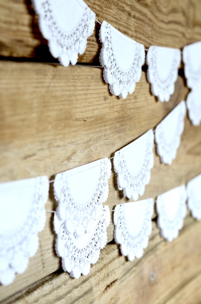 Paper Paper Lace Doily Garland. 4 inch doilies. Perfect for weddings, parties, birthdays, and so much more image 5