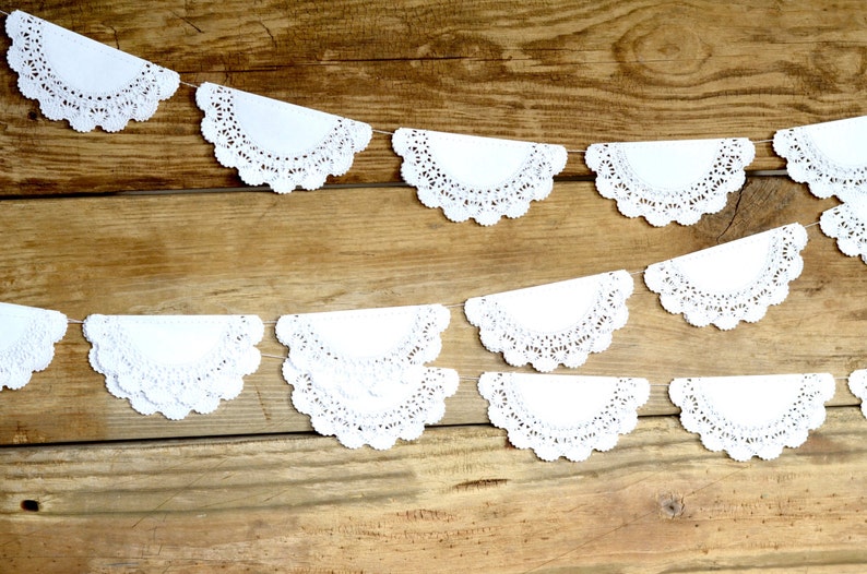 Paper Paper Lace Doily Garland. 4 inch doilies. Perfect for weddings, parties, birthdays, and so much more image 1