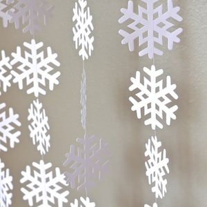 Frozen Snowflake Garland - large frozen snowflake banner in white or glitter white, 10 or 20 feet long. Other colors available.