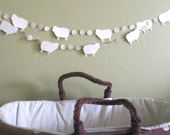 10 foot long Sheep and Vintage Book Circles Banner - Custom colors available