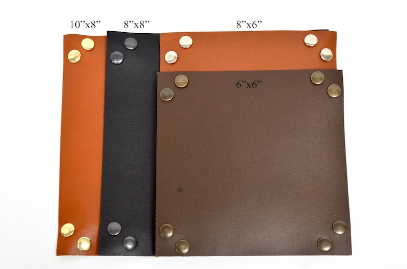 Handmade Leather Valet Tray. Choose From Caramel, Crazy Horse, Black, or Chocolate Brown. Laser engraved personalization. Many color options image 6