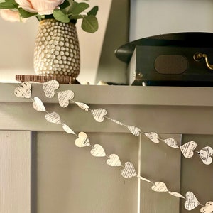 Romantic Vintage Hearts Garland Created using a wonderful mix of vintage book and music paper. Custom variations available. image 4