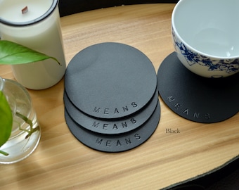 Posavasos de cuero personalizados (juego de 4) - Cuero de grano completo estampado a mano