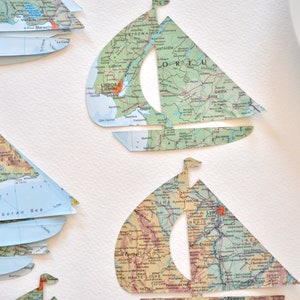 Vintage Map Sailboat Shaped Confetti Choose from 30 or 50 pieces image 3