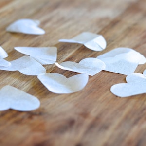 White Heart Shaped Biodegradable Tossing Wedding Confetti. FSC® certified 100% recycled US paper product.
