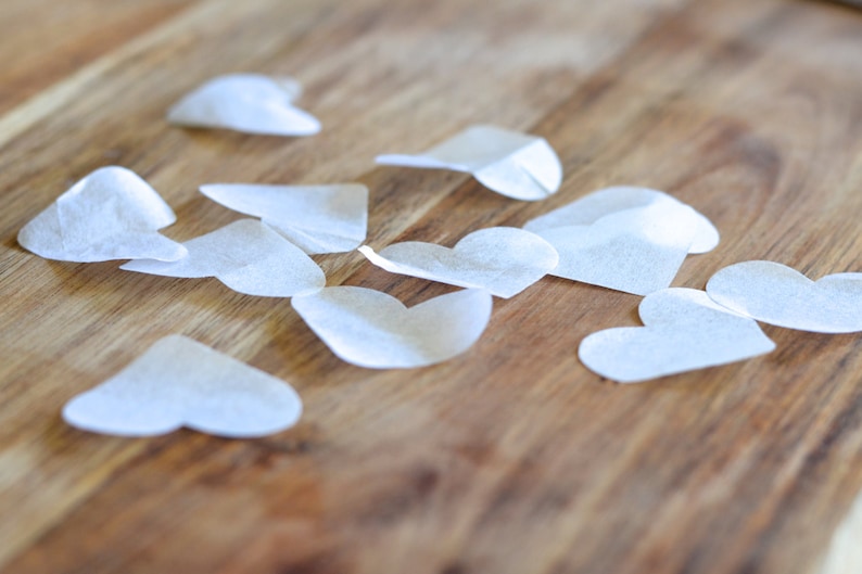 White Heart Shaped Biodegradable Tossing Wedding Confetti. FSC® certified 100% recycled US paper product.