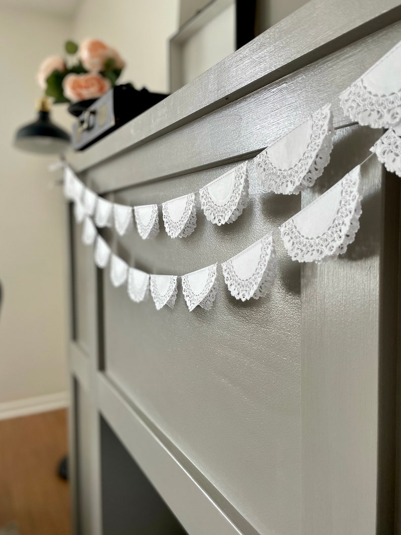 Paper Paper Lace Doily Garland. 4 inch doilies. Perfect for weddings, parties, birthdays, and so much more image 2