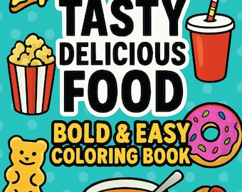 Livre de coloriage numérique nourriture pour adultes, Pages de délicieux desserts imprimables pour téléchargement immédiat
