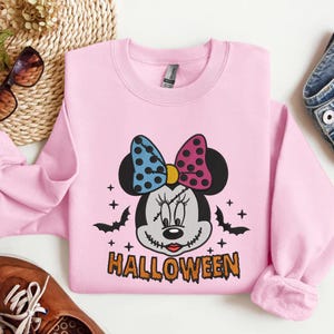 Koszula z haftem Cartoon Mouse, bluza z kapturem na Halloween, koszulka Nightmare Before, jesienna bluza z okrągłym dekoltem, upiorny prezent na sezon