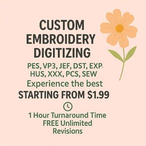 Custom Embroidery Digitizing, Logo Digitizing, Machine Embroidery Digitizing Service, Image Digitizing Embroidery, Custom Digitize Kid Gifts
