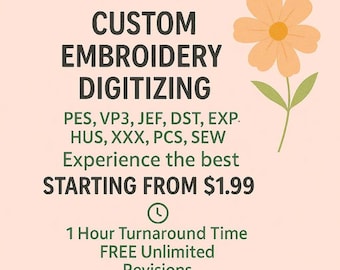 Custom Embroidery Digitizing, Logo Digitizing, Machine Embroidery Digitizing Service, Image Digitizing Embroidery, Custom Digitize Kid Gifts