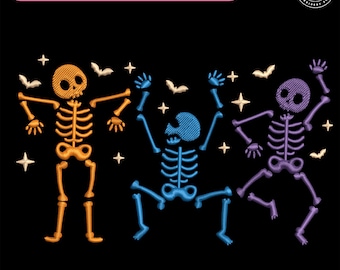 Halloween Dancing Skeleton Embroidery File, Skeleton Dance Embroidery Design, Funny Skeleton File, Halloween Party File, Spooky Season Idea