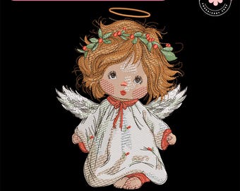 Cute Angel Embroidery Design, Christmas Angel Girl Embroidery File, Merry Christmas Shirt Idea, Winter Gift