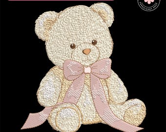 Christmas Bear And Tree Embroidery File, Christmas Cute Bear Embroidery Design, Merry And Bright Idea, Winter Season Gift